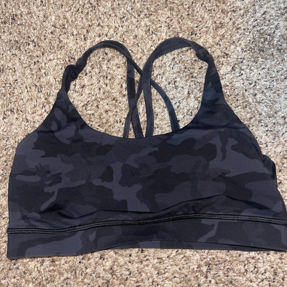 LULULEMON Energy Bra Black Camo Size 8